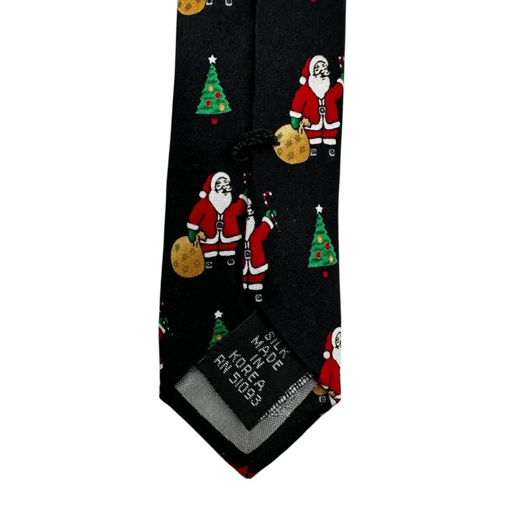 Hallmark Mens All Silk Christmas Tie Santa Tree Holiday Novelty Black 59